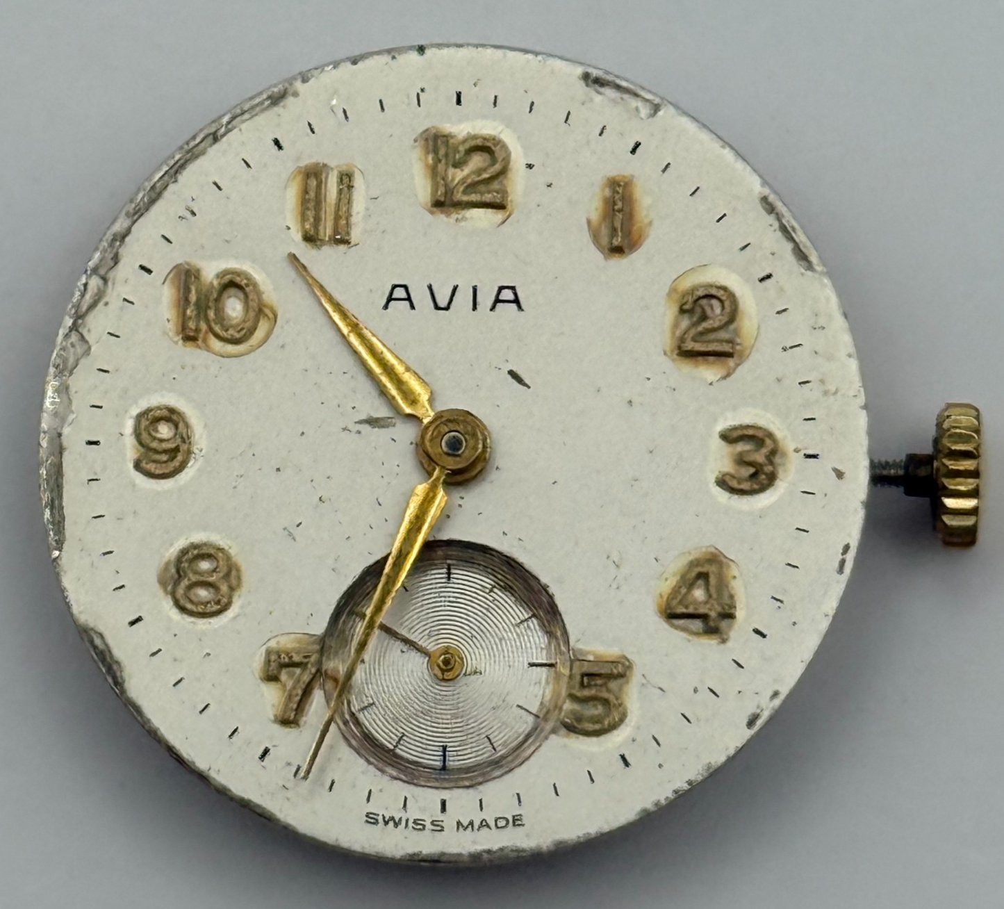 AS 1002 984 Watch Movement Avia Running Manual Wind Vintage Parts Repair 23.6mm