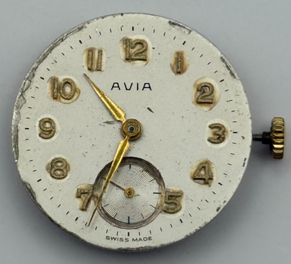 AS 1002 984 Watch Movement Avia Running Manual Wind Vintage Parts Repair 23.6mm