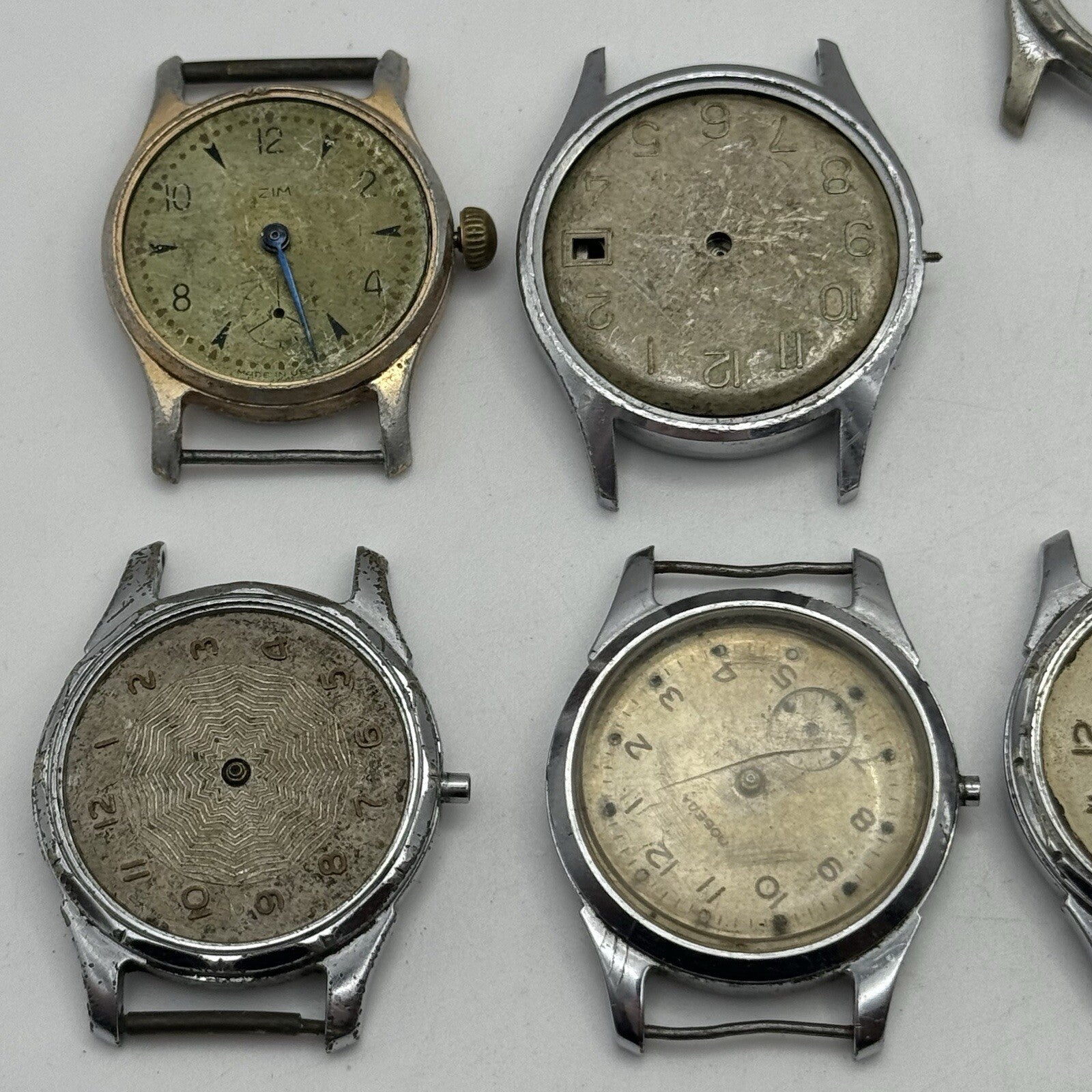 6 x Vintage Soviet Manual Wind Watch Heads For Parts Repair Job Lot Bundle
