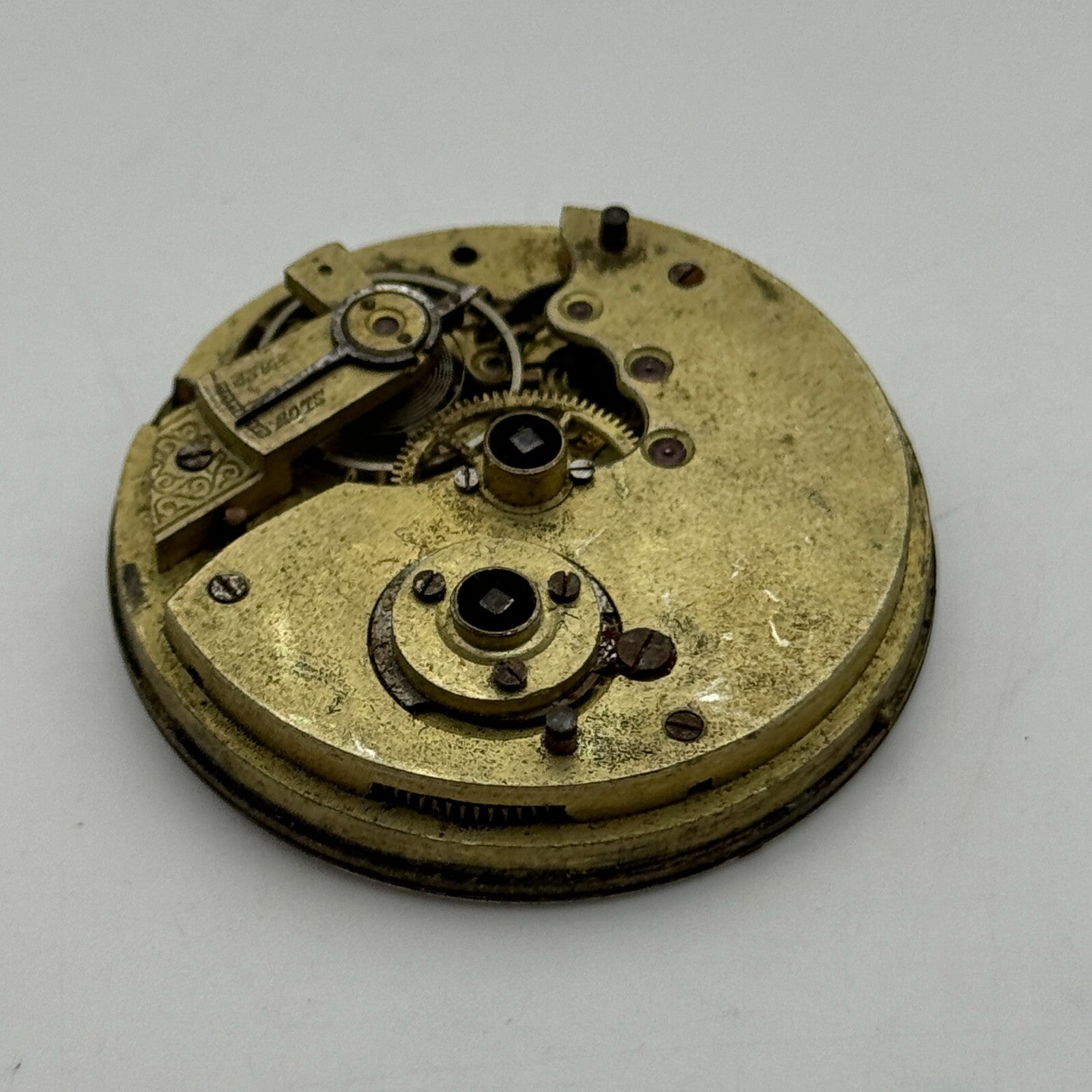 43mm Antique W E Watts The Greenwich Lever Key Wound Pocket Watch Movement PARTS