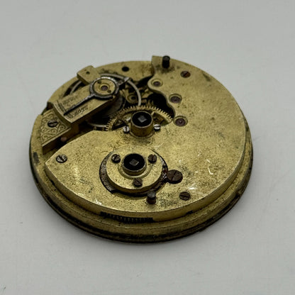 43mm Antique W E Watts The Greenwich Lever Key Wound Pocket Watch Movement PARTS