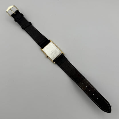 Pulsar Tank Watch Quartz Rectangular Date Dial Black Strap Japan Working 23mm