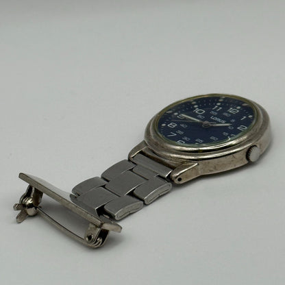 Lorus Quartz Fob Nurse Watch Blue Dial Base Metal Japan Working 29mm