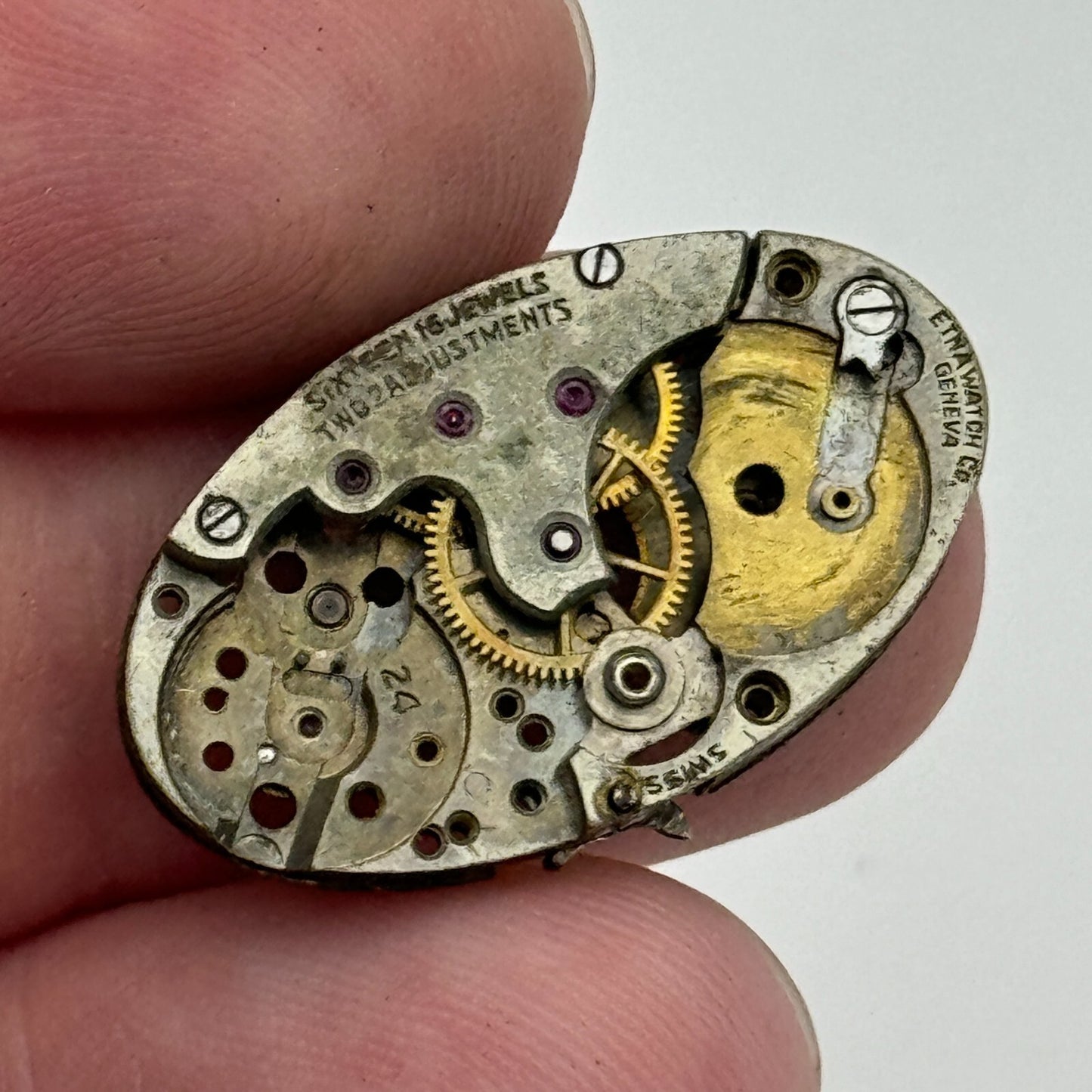 15.2mm Etna Watch Co As 24 A Schild Partial Manual Wind Watch Movement PARTS