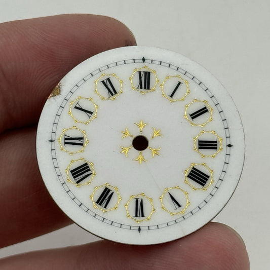 33.3mm Antique Beautiful Porcelain Patterned Pocket Watch Dial Spares Parts