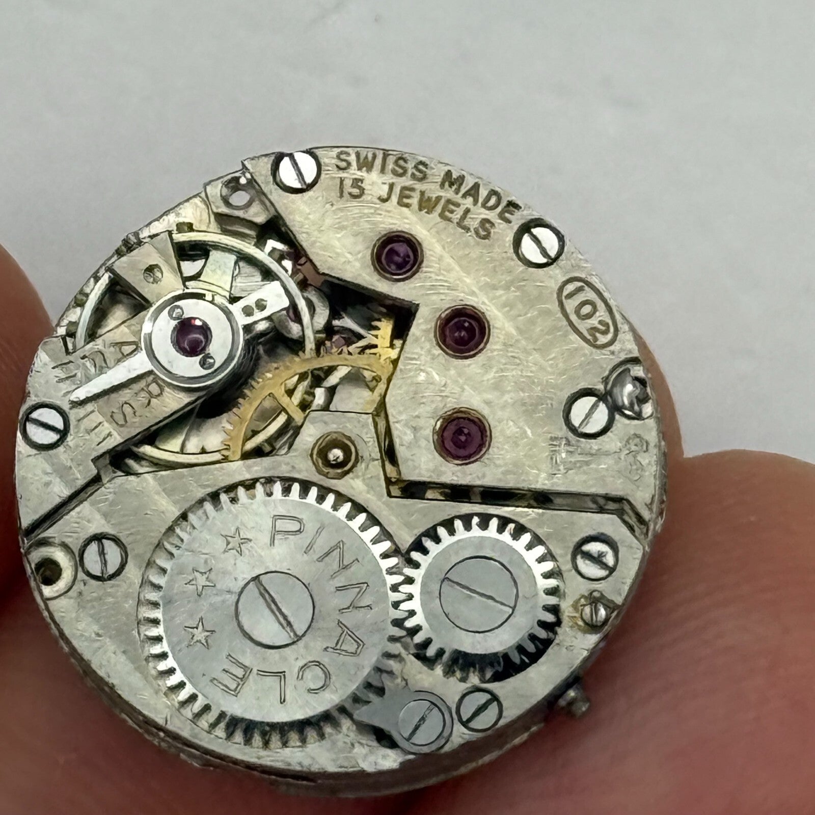 19.7mm Vintage Pinnacle 102 RWT Swiss Manual Wind Watch Movement PARTS REPAIR