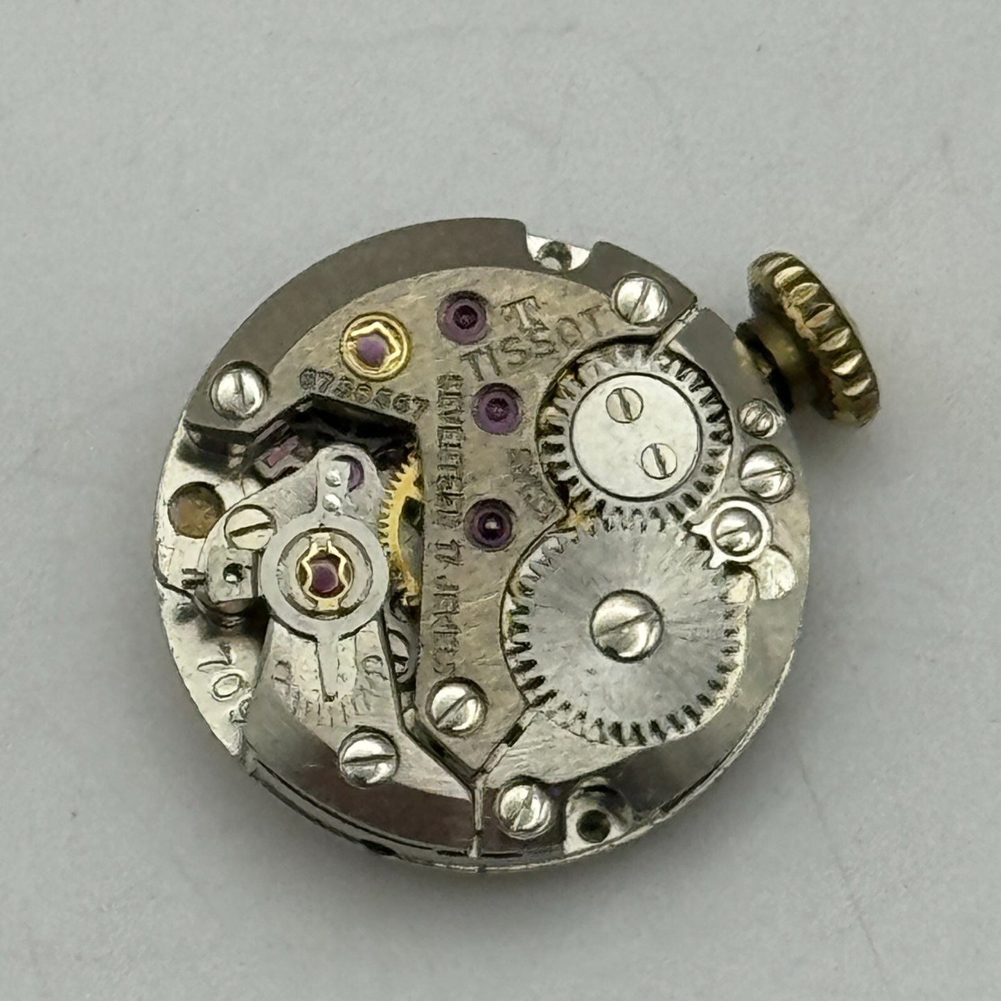 15.5mm Tissot 709 Swiss 17 Jewels Manual Wind Watch Movement Crown Vintage PARTS
