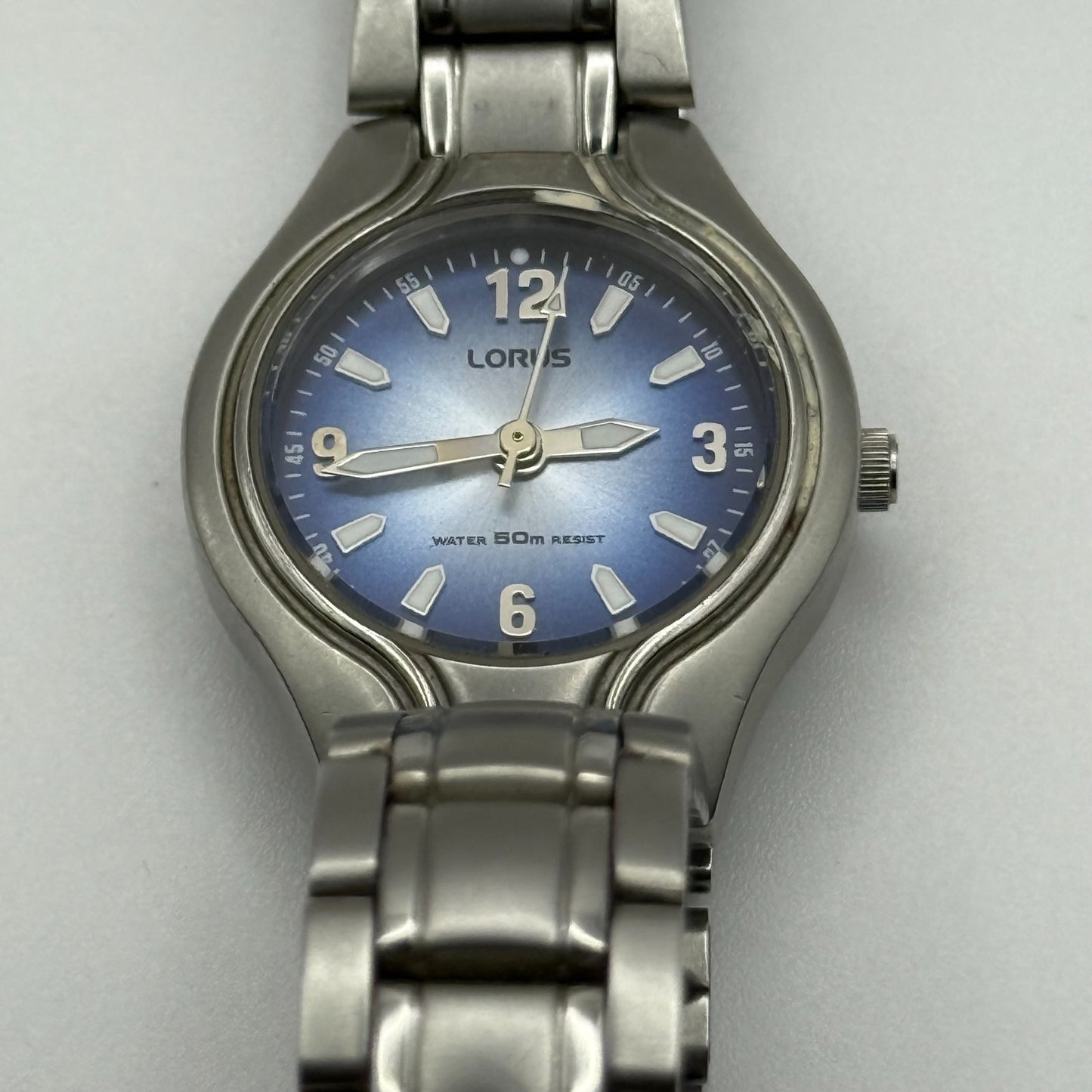 Lorus Ladies Quartz Watch Blue Dial Silver Tone Bracelet Japan Working 23mm