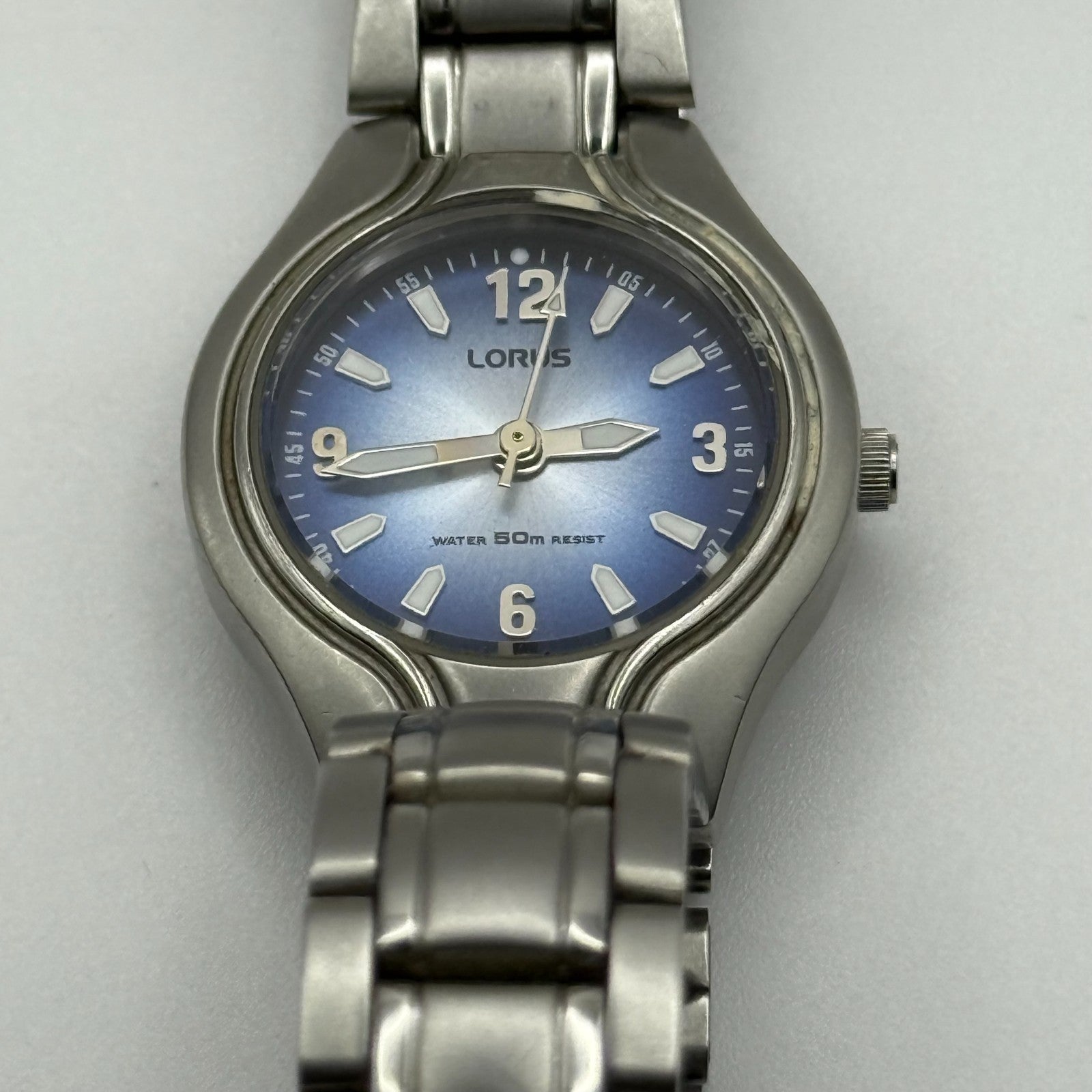 Lorus Ladies Quartz Watch Blue Dial Silver Tone Bracelet Japan Working 23mm