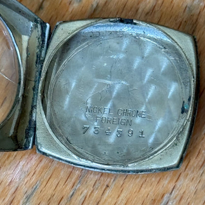 25mm Vintage Hinged Case Newmark Crescent England Nickel Chrome JD Watch PARTS