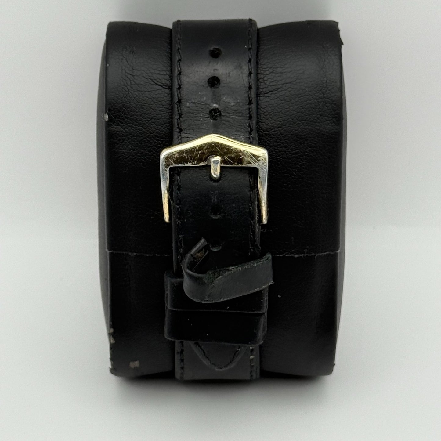 Citizen Ladies Quartz Watch Gold Tone White Dial Black Strap Japan Working 33mm