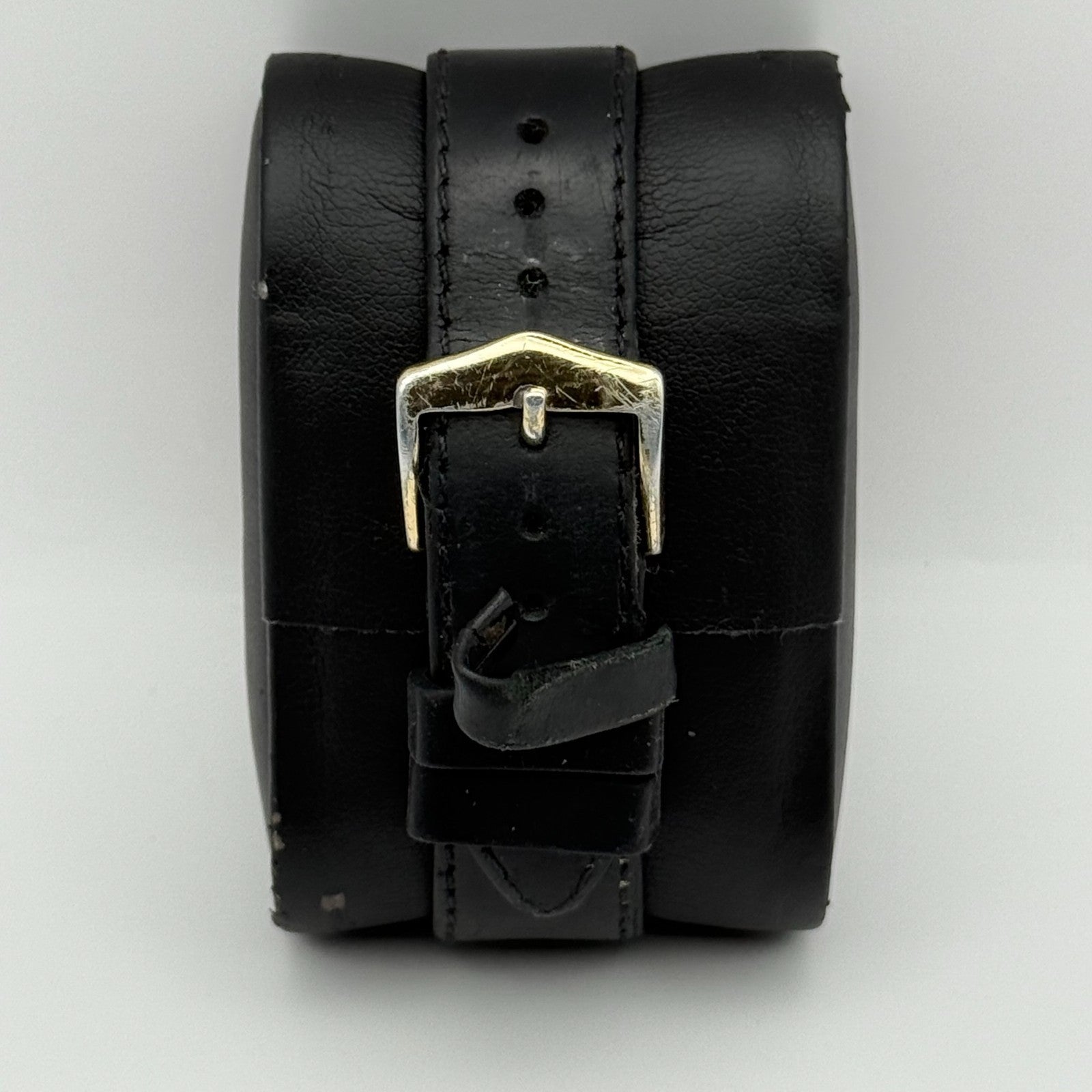 Citizen Ladies Quartz Watch Gold Tone White Dial Black Strap Japan Working 33mm