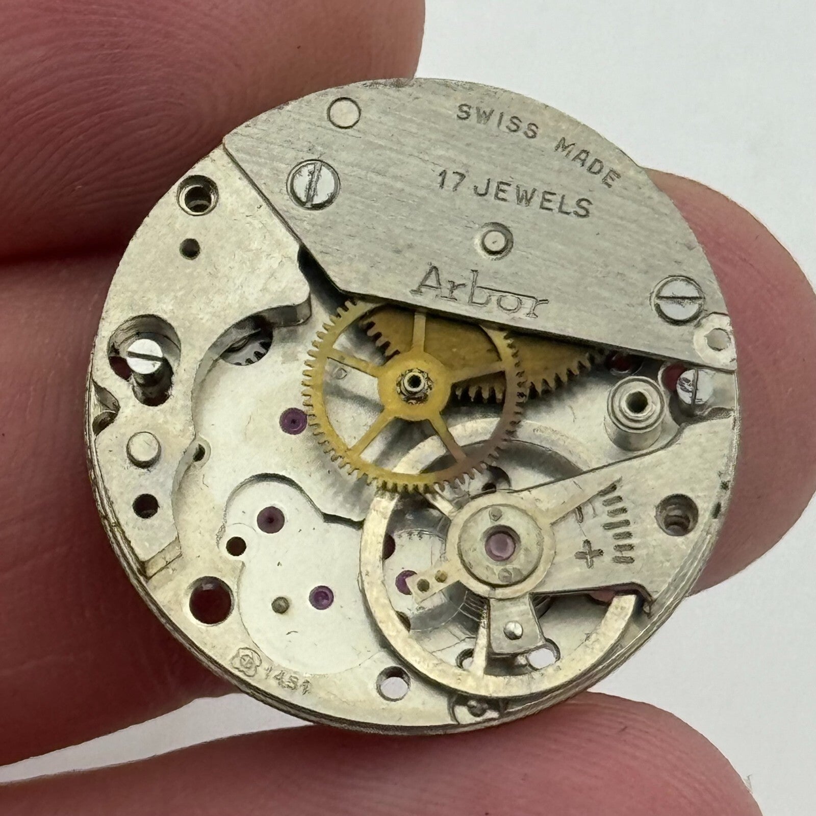 23.6mm Arbor EB 1451 Swiss Manual Wind 17 Jewels Watch Movement PARTS REPAIR