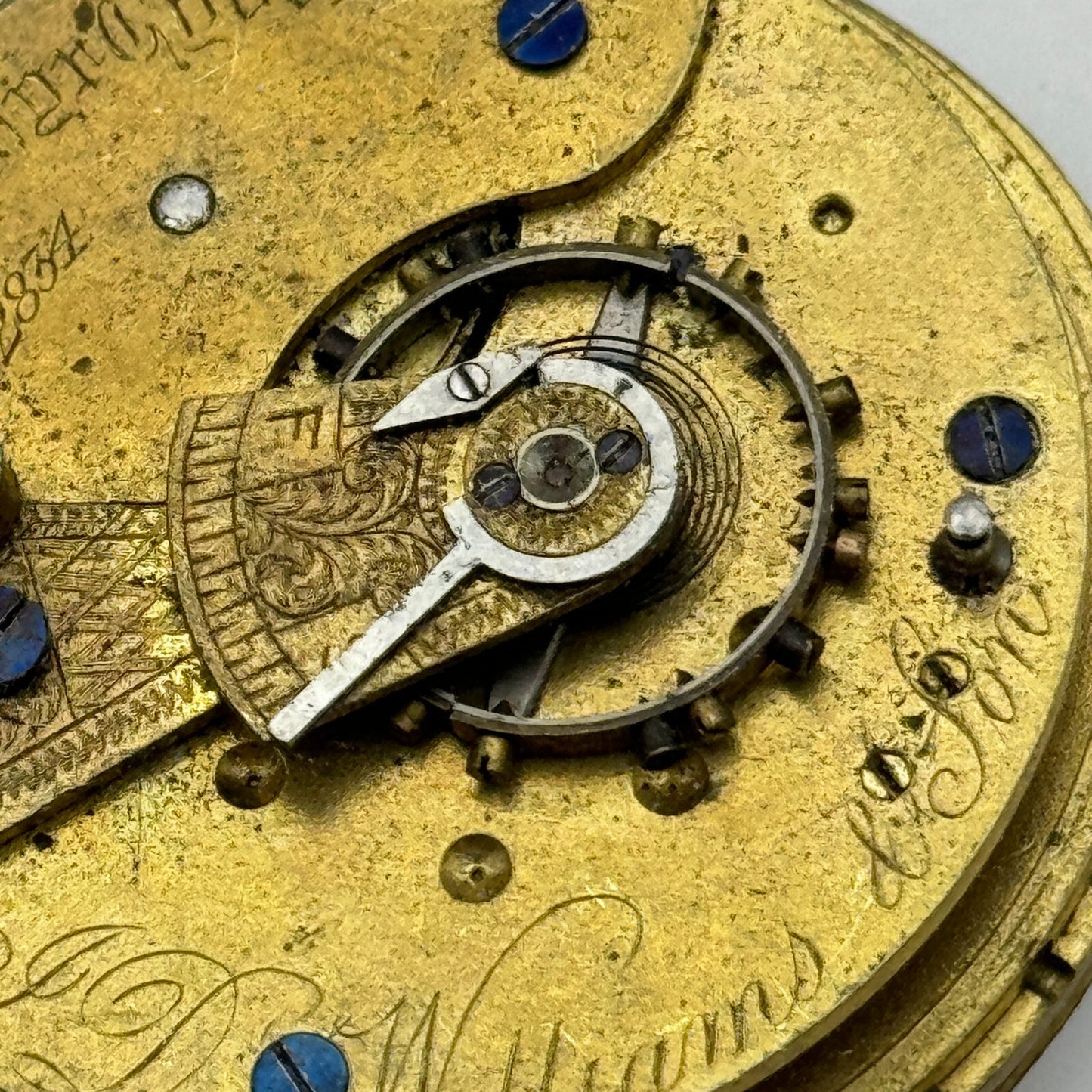 44.8mm Antique J D Williams & Son Merthyr Tydvil Pocket Watch Movement PARTS
