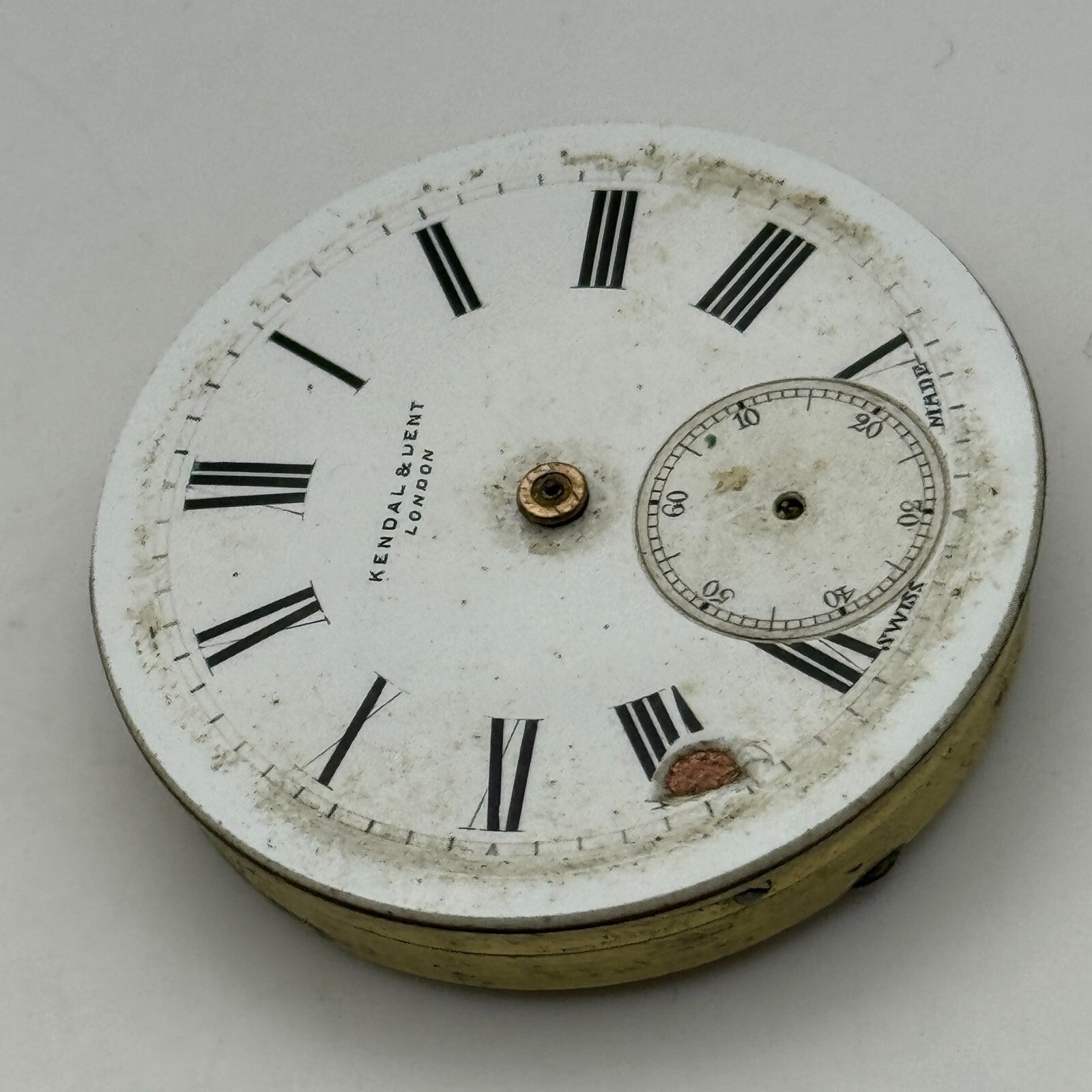 43mm Antique Kendal & Dent London Key Wound Balance Ok Pocket Watch Movement