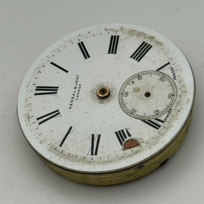 43mm Antique Kendal & Dent London Key Wound Balance Ok Pocket Watch Movement