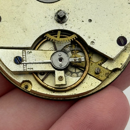41.1mm J H Stanley Deptford Balance Intact Key Wound Pocket Watch Movement PARTS