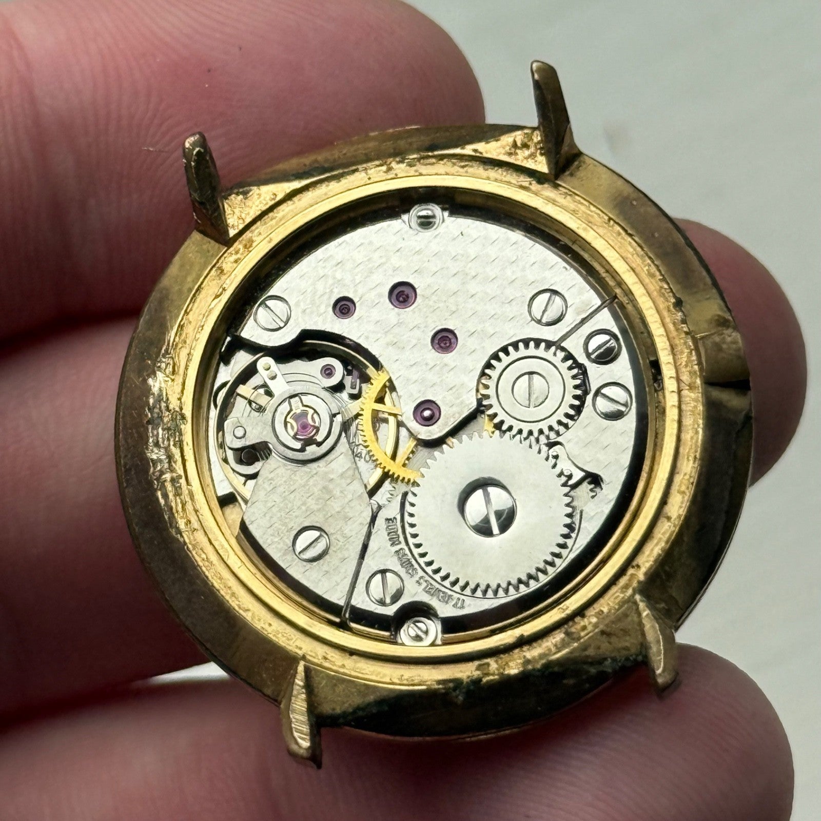 33mm Vintage Mystery Dial Peseux 7040 Balance Ok Manual Wind Watch PARTS REPAIR