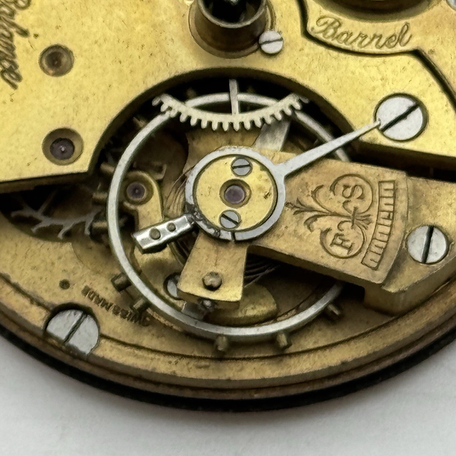 43.2mm H Samuel Patent Balance Pocket Watch Movement FOR PARTS Restoration