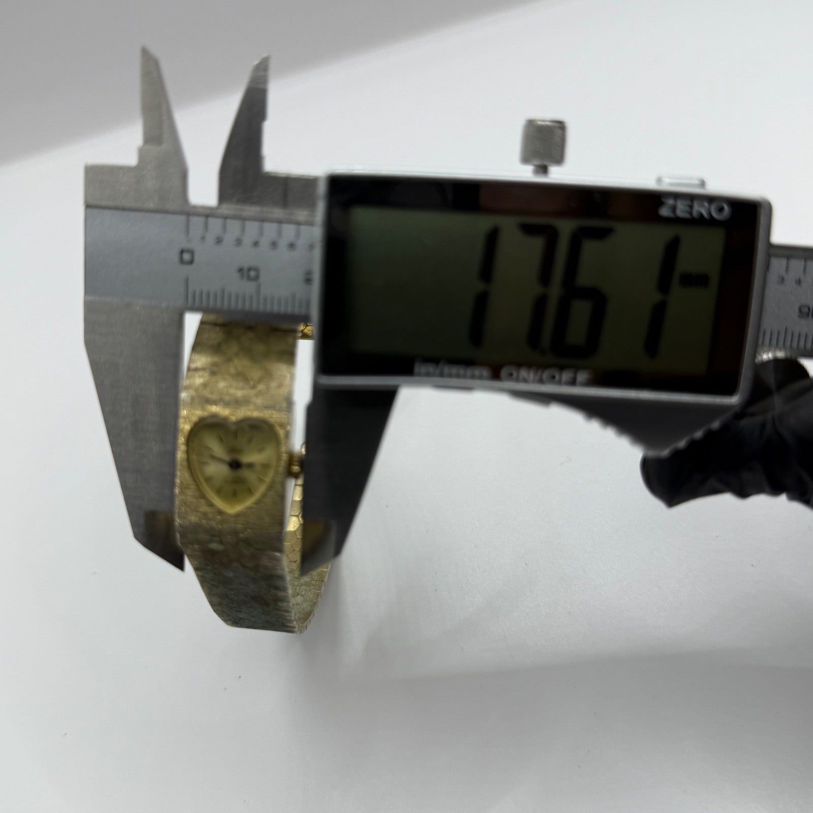 15mm Vintage Petit Bark Affect Heart Gold Plated Manual Wind Watch PARTS REPAIR