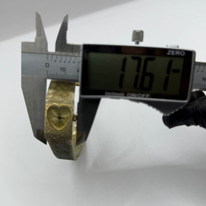 15mm Vintage Petit Bark Affect Heart Gold Plated Manual Wind Watch PARTS REPAIR