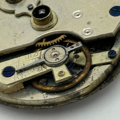 36.2mm Antique Unidentified Key Wound Pocket Watch Movement PARTS REPAIR SPARES