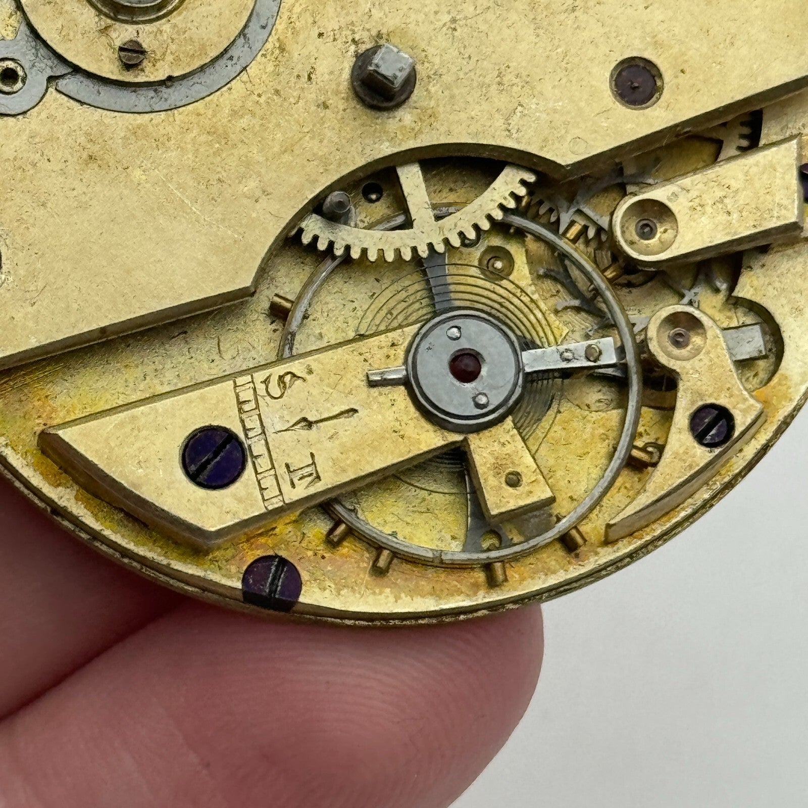 47.8mm Antique Compensation Balance Key Wound Pocket Watch Movement PARTS SPARES
