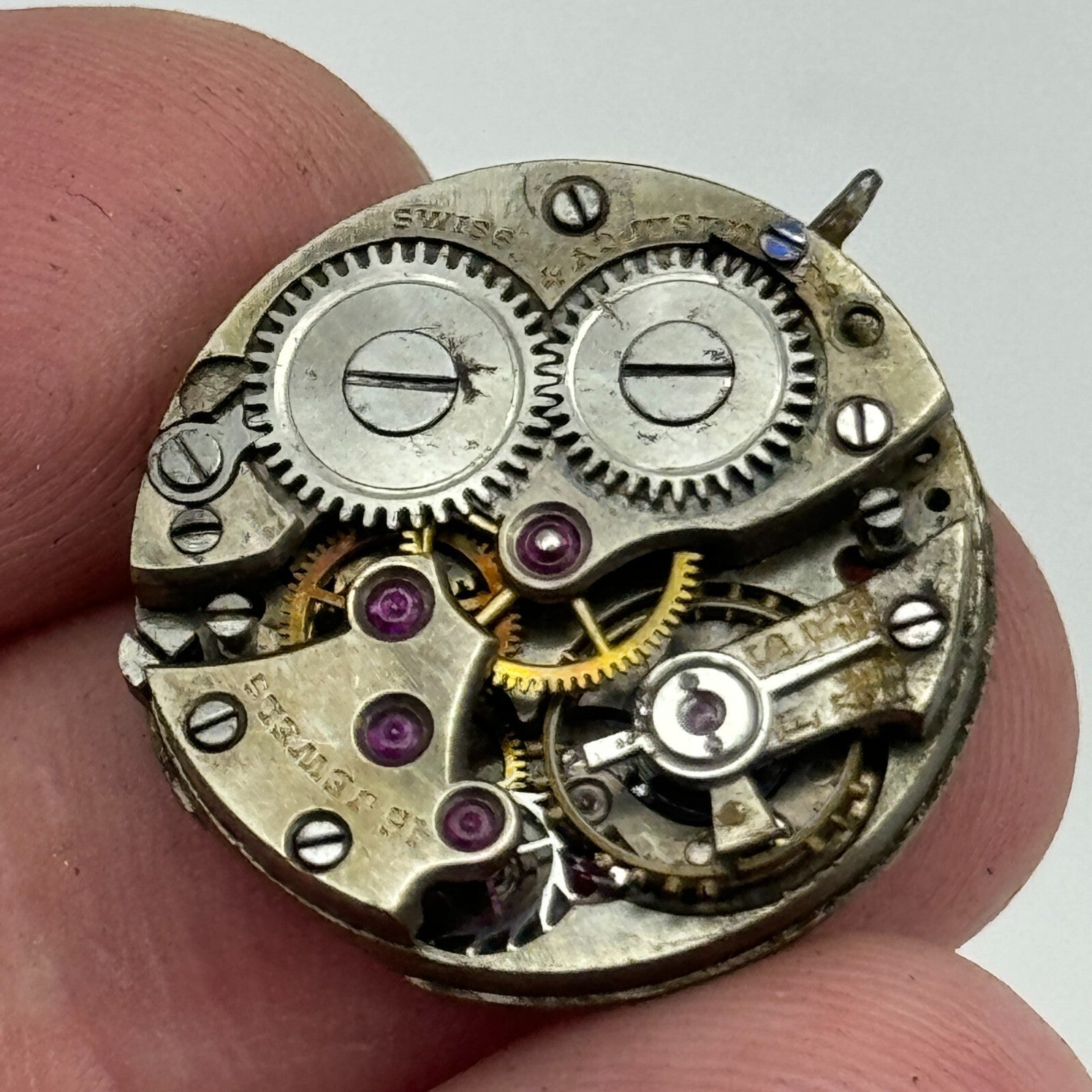 21.4mm Unidentified Interesting 15 Jewels Manual Wind Swiss Watch Movement PART