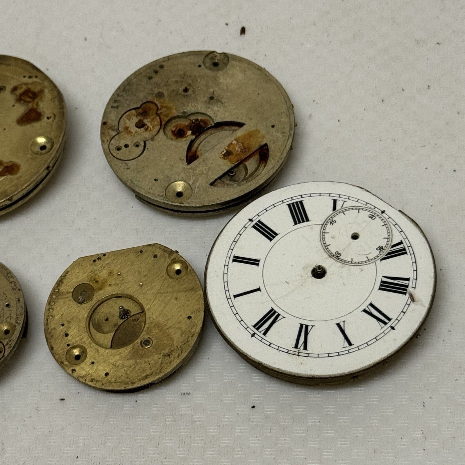 5 X Antique Key Wound Pocket Watch Movements Parts Repair Watchmakers Job Lot