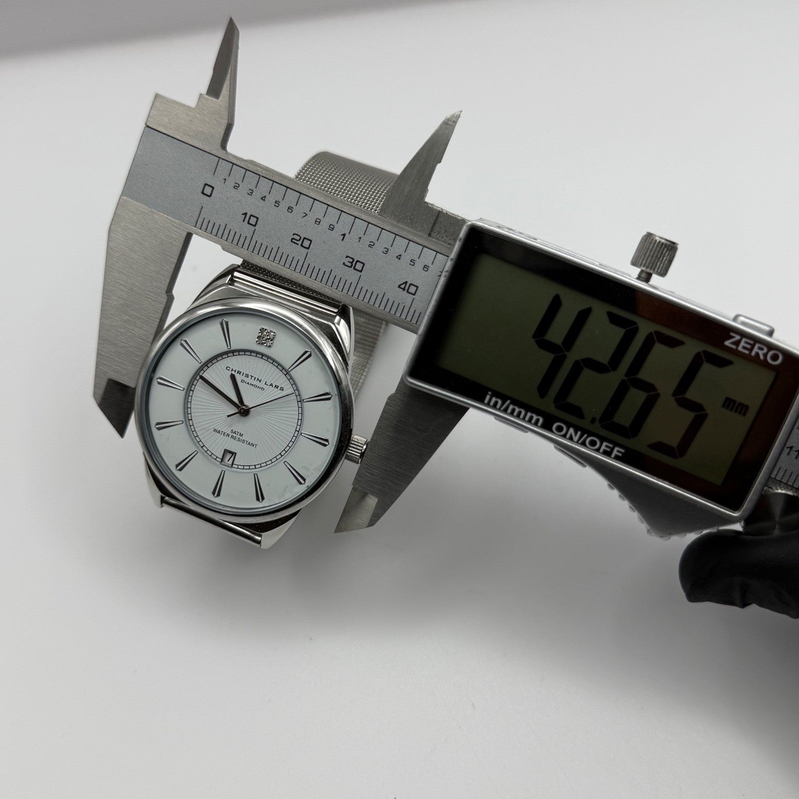 Christian Lars Diamond Watch Boxed 42mm Unisex Date Dial Steel Boxed 7 Inches