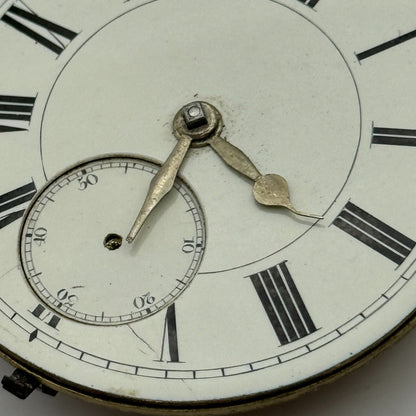 Antique 50mm Good Quality English Pocket Watch Movement Unidentified PARTS SPARE