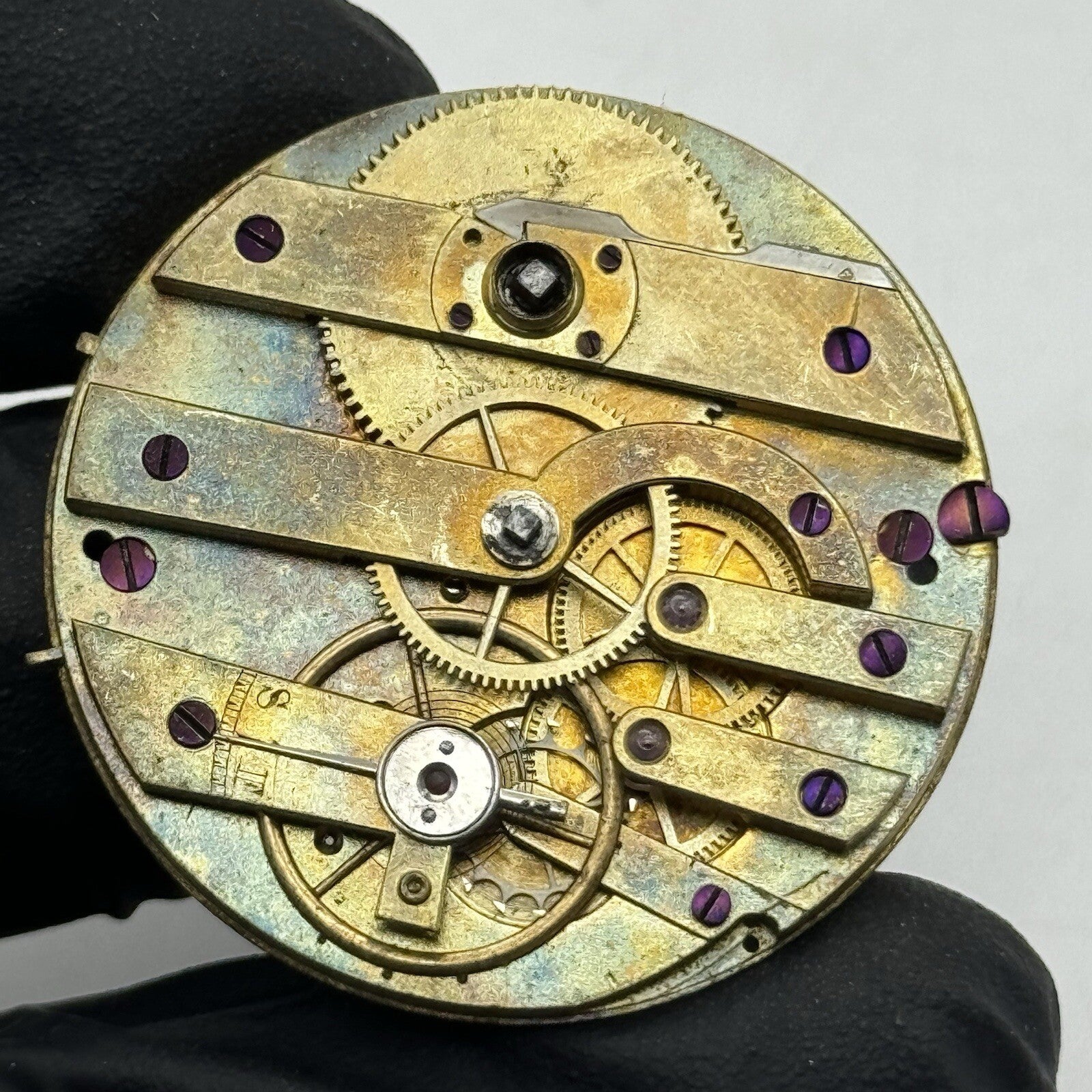 36.2mm Oxidised Cylinder Pocket Watch Movement No Dial Hands FOR PARTS