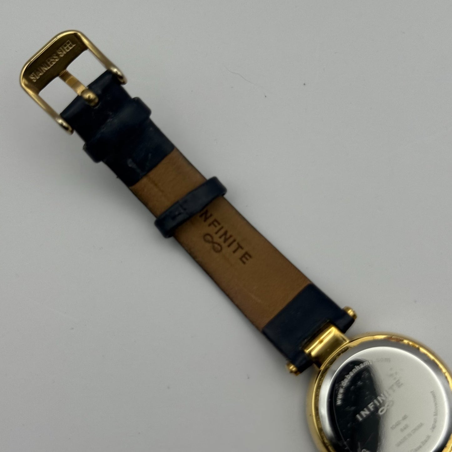 Infinite Ladies Quartz Watch Silver Dial Blue Leather Strap Japan Working 28mm