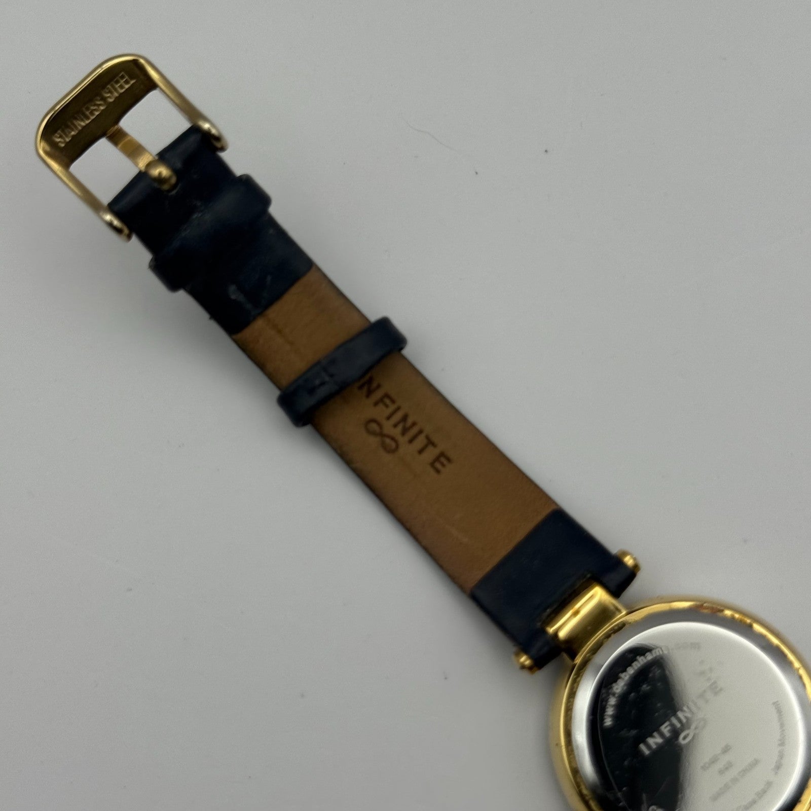 Infinite Ladies Quartz Watch Silver Dial Blue Leather Strap Japan Working 28mm