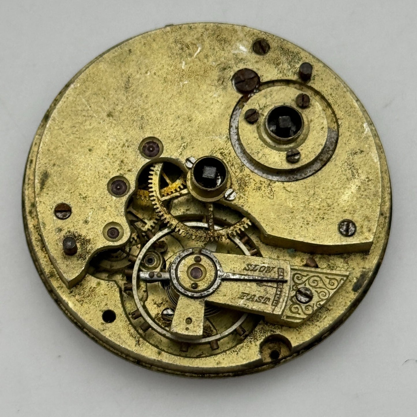 43mm Antique W E Watts The Greenwich Lever Key Wound Pocket Watch Movement PARTS