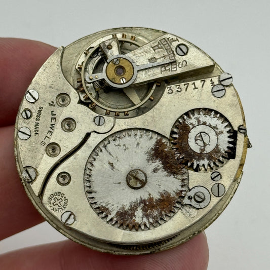 42.7mm Unidentified 7 Jewels Patent Depose Vintage Pocket Watch Movement PARTS