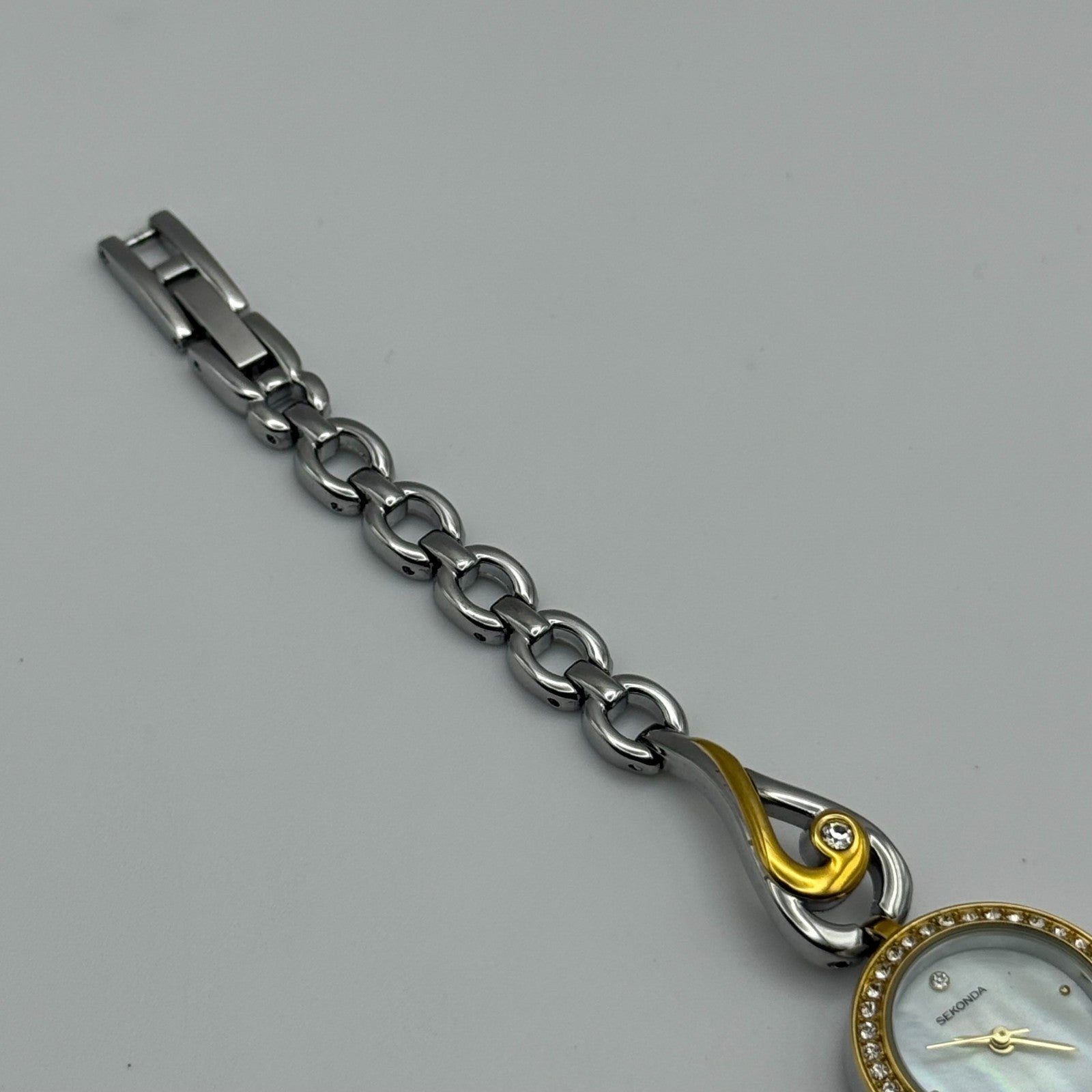 22mm Working Ladies Sekonda Two Tone Jewelled Quartz Japan Watch 6.75 Inches