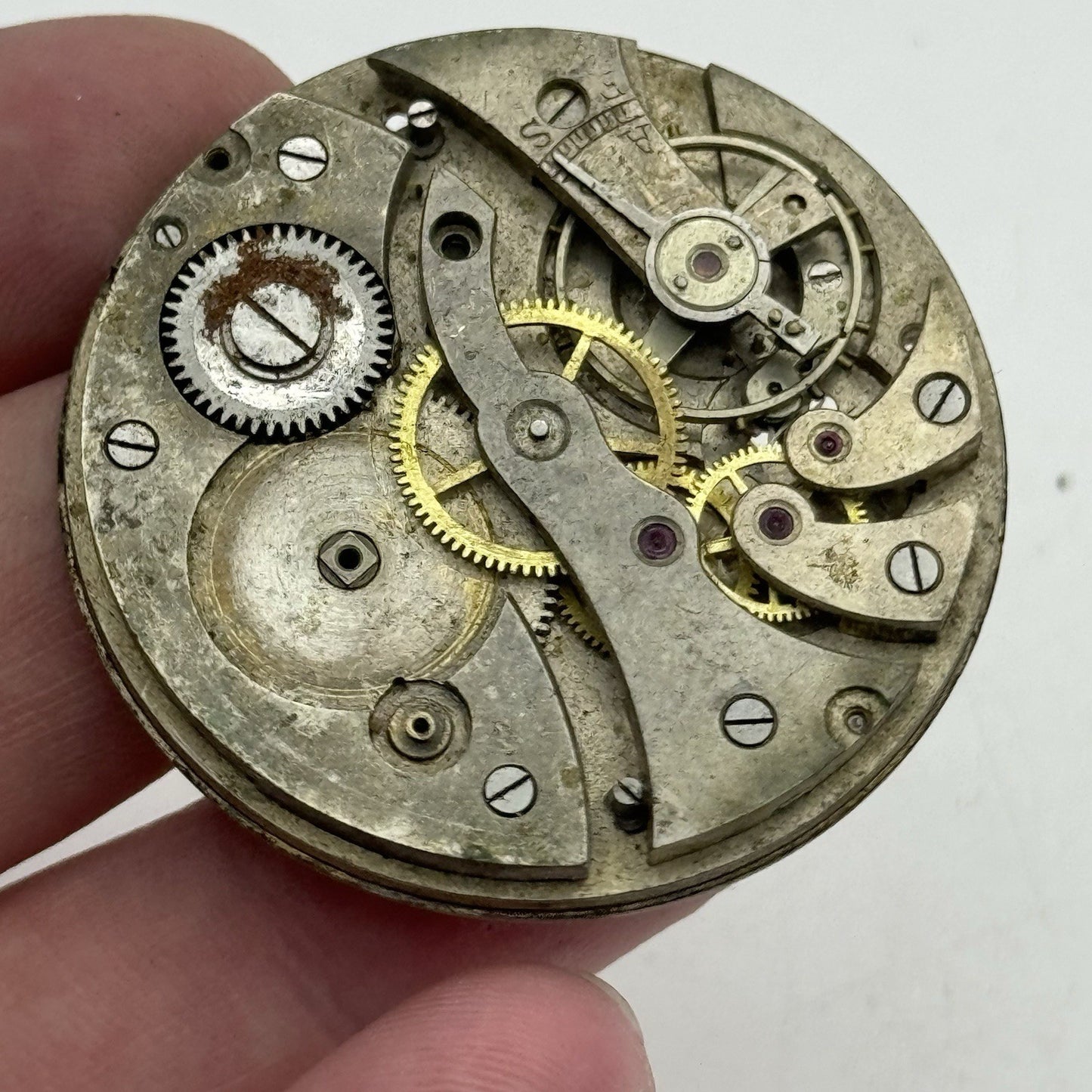 42.8mm Unidentified Vintage Pocket Watch Movement Dial PARTS REPAIR SPARES