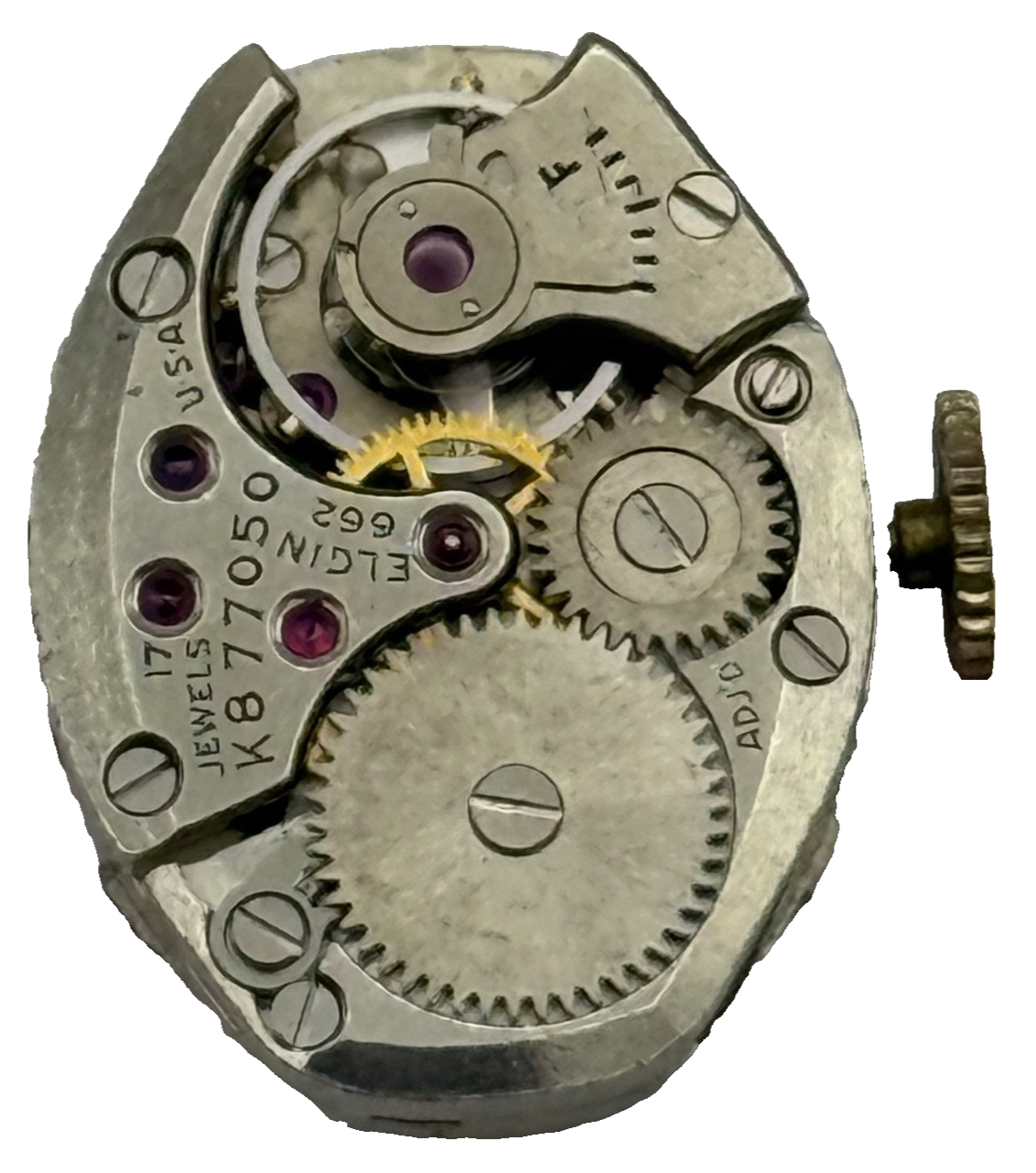 Elgin 662 Watch Movement 17 Jewels USA Vintage American Parts Repair 14.3mm