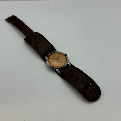 34mm Men’s Vintage Onsa Bund Strap Salmon Dial Manual Wind Watch TO RESTORE