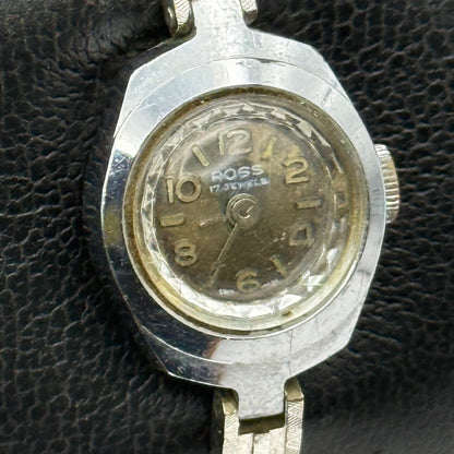17mm Vintage Ross 17 Jewels Stainless Swissl Manual Wind Watch PARTS / REPAIR