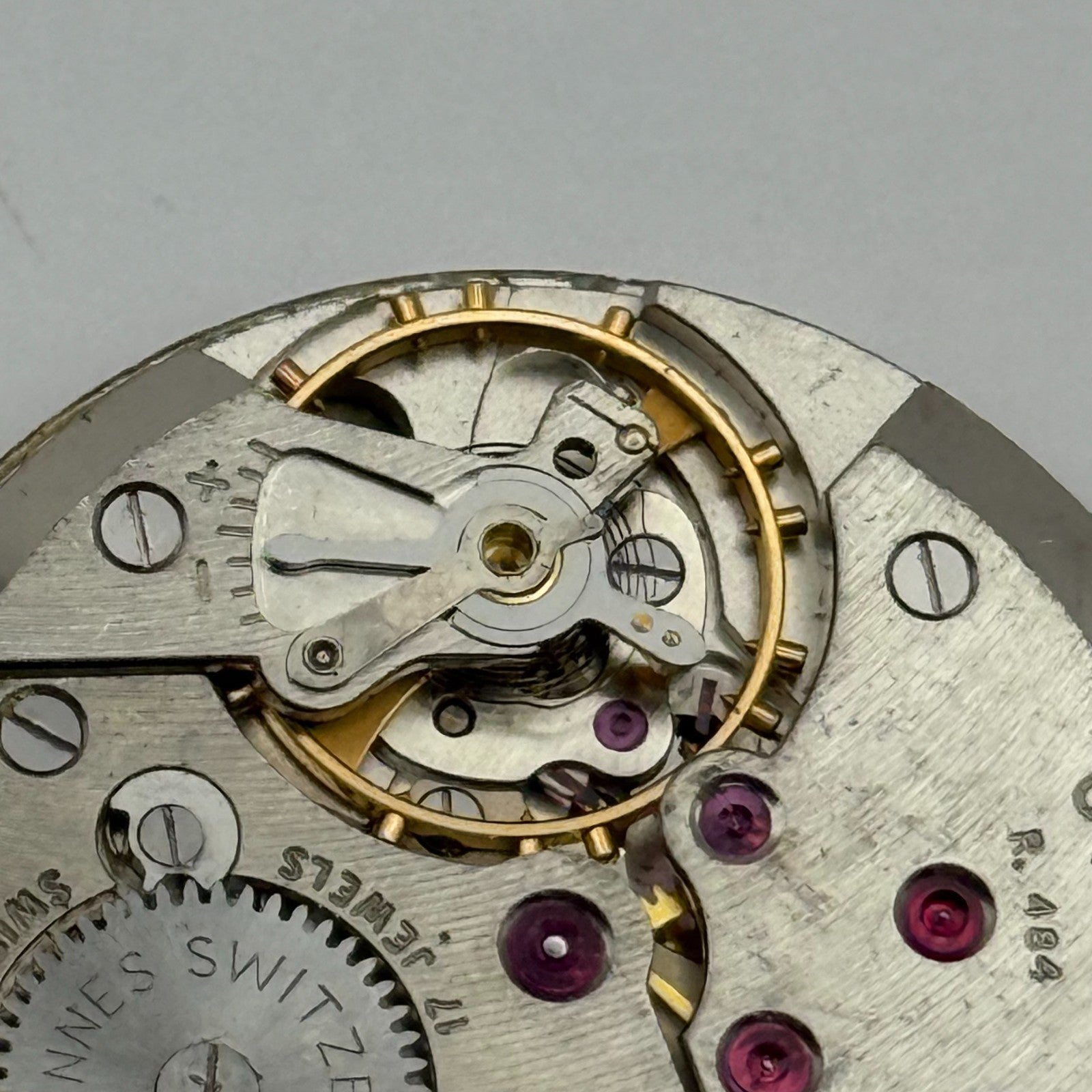 Cyma R. 484 Watch Movement Manual Wind Vintage Swiss 17 Jewels Parts 28.2mm