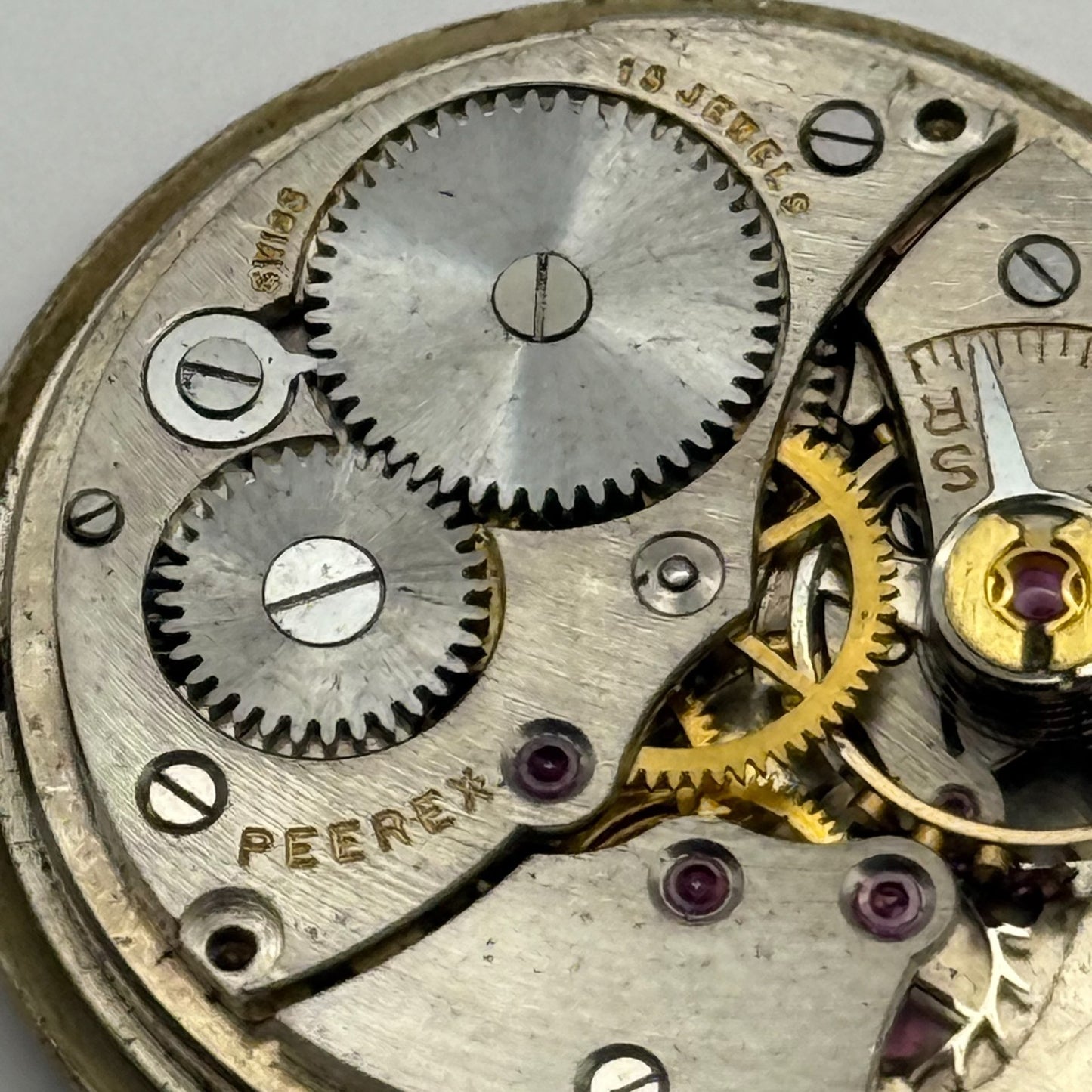 Peerex 15 Jewels Watch Movement Running Manual Wind Vintage Parts Repair 25.8mm