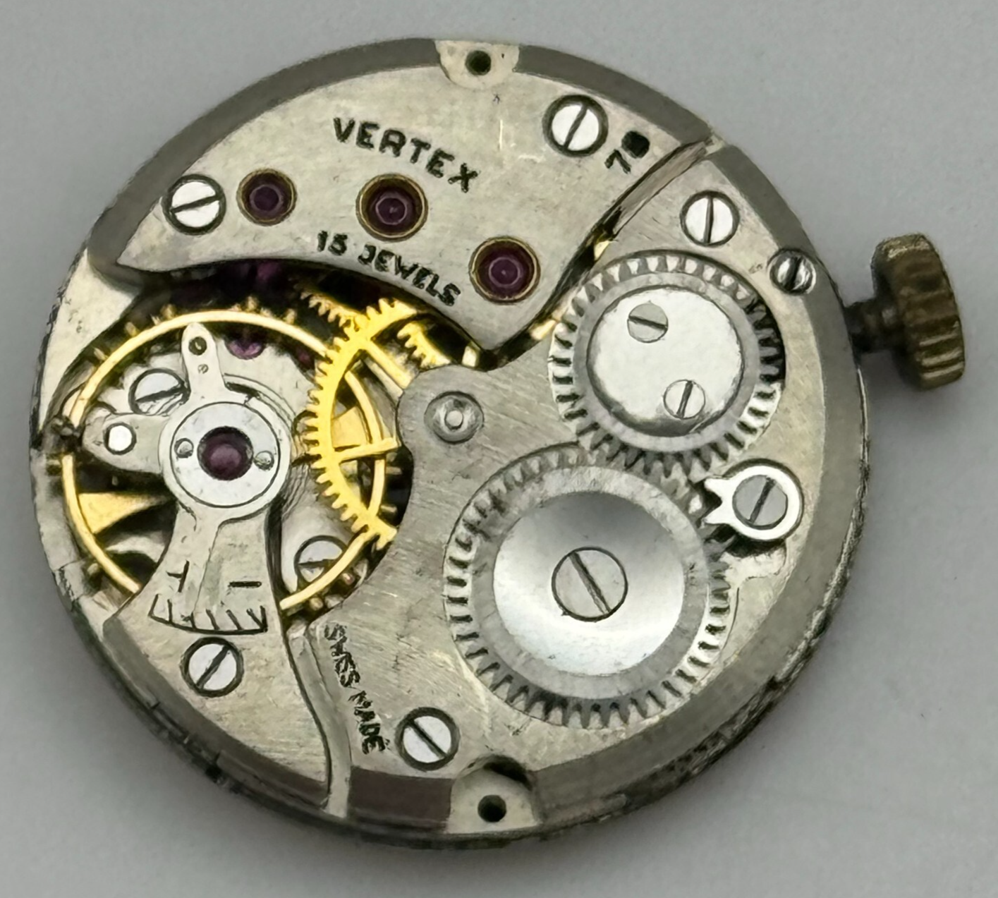 19.7mm Vertex Revue 78 Manual Wind Watch 15 Jewels Movement Swiss Vintage PARTS