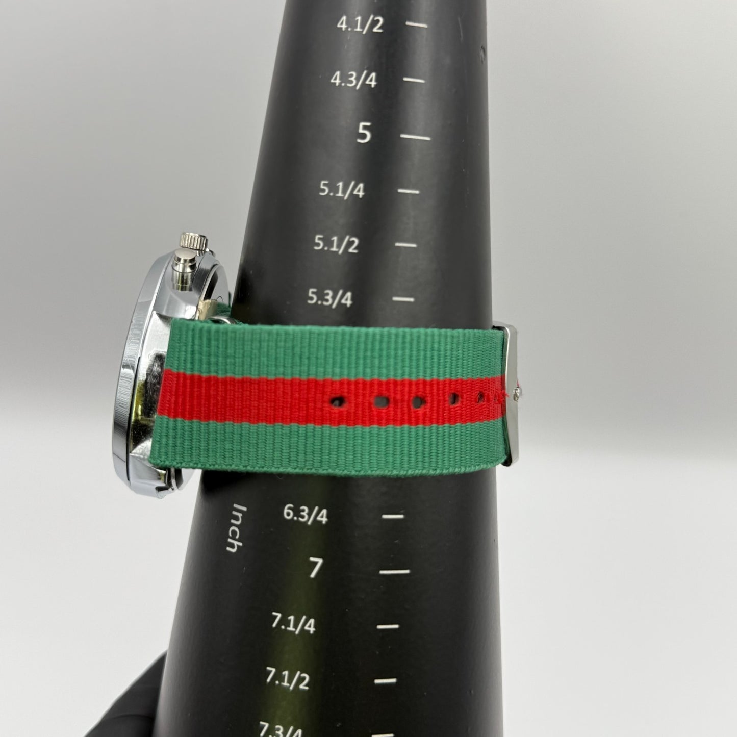 Jhon Star Men’s Quartz Watch Chronograph Gold Dial Green Red Strap Working 45mm