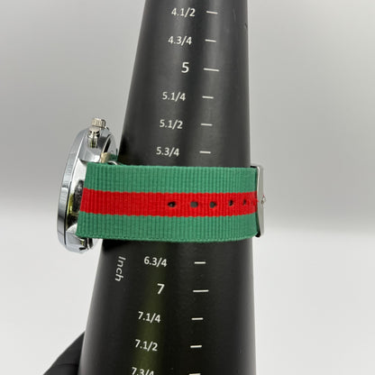 Jhon Star Men’s Quartz Watch Chronograph Gold Dial Green Red Strap Working 45mm