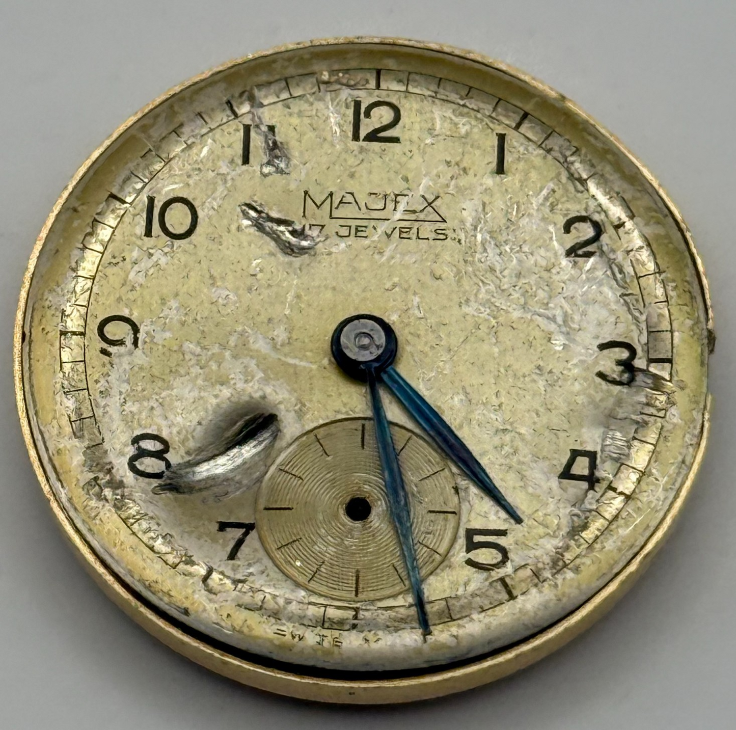 Majex Buren 370 Watch Movement Manual Wind Vintage Swiss 17 Jewels Parts 25.9mm