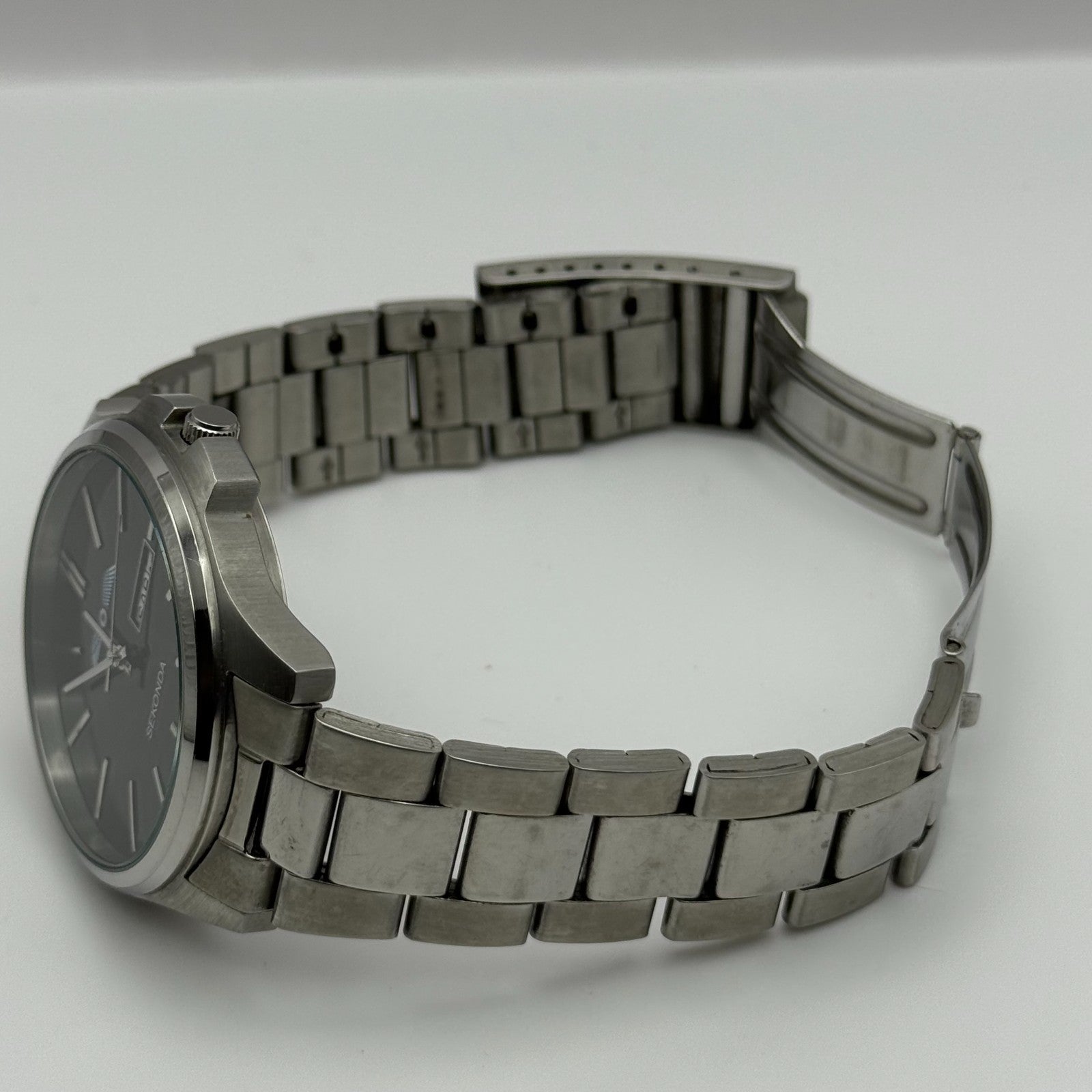 Sekonda Men's Quartz Watch Date Dial Silver Tone Bracelet 43mm PARTS REPAIR
