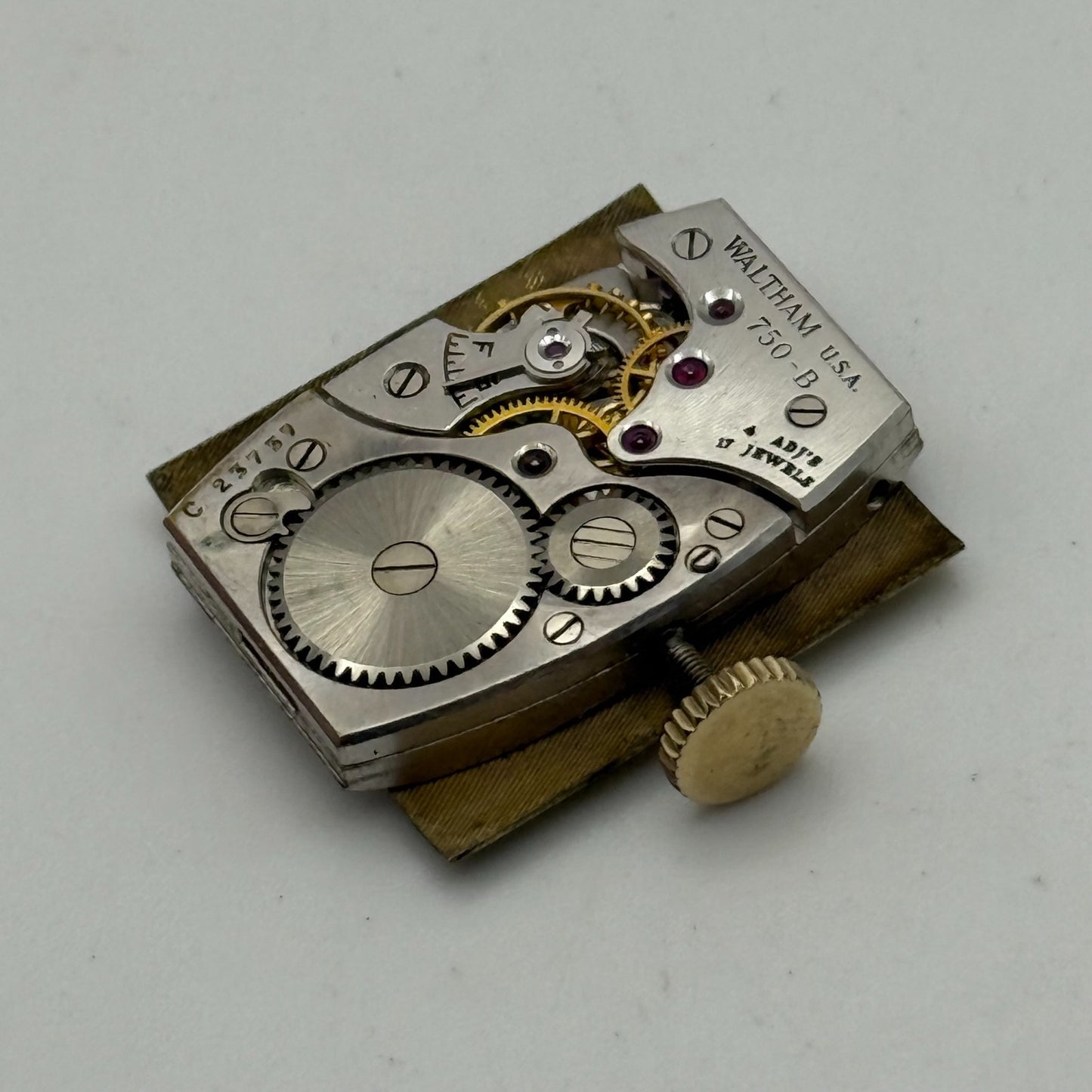 Waltham 750-B American Tank Rectangle Sub Seconds Watch Movement Parts Repair