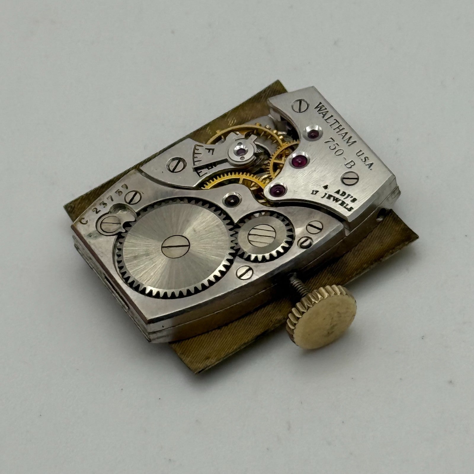 Waltham 750-B American Tank Rectangle Sub Seconds Watch Movement Parts Repair